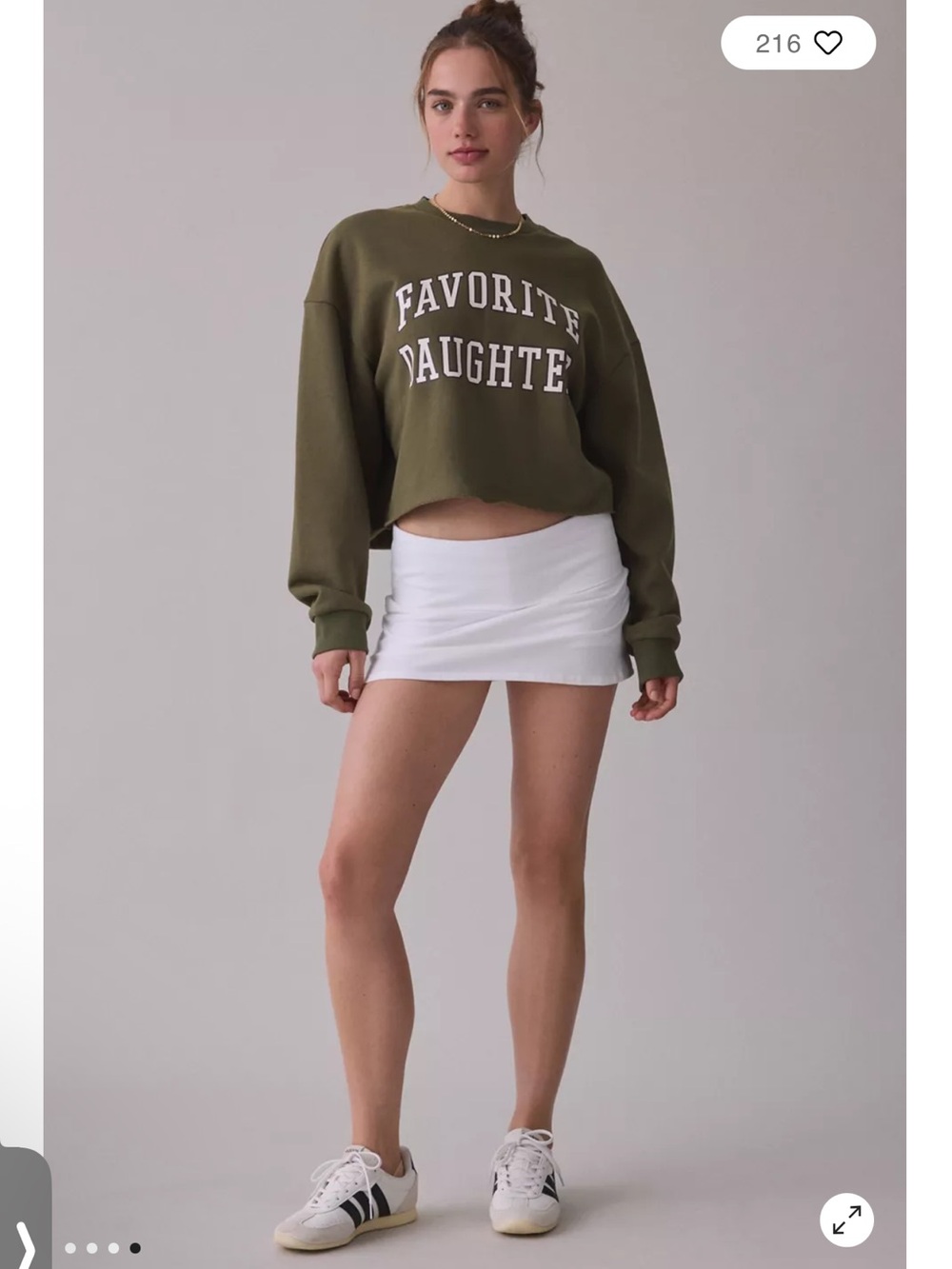 Favorite Daughter Olive Green Cropped Sweatshirt with White Logo